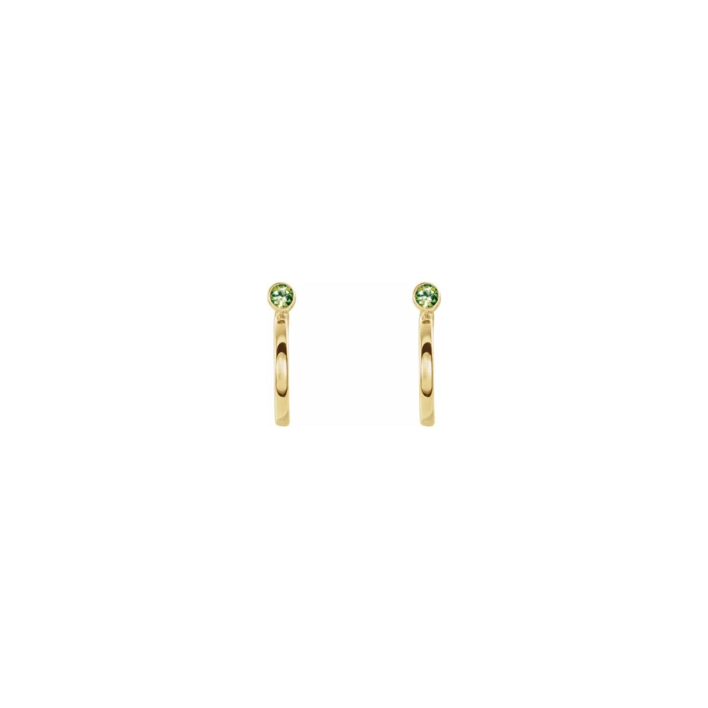 natural gem birthstone hoop earrings - peridot