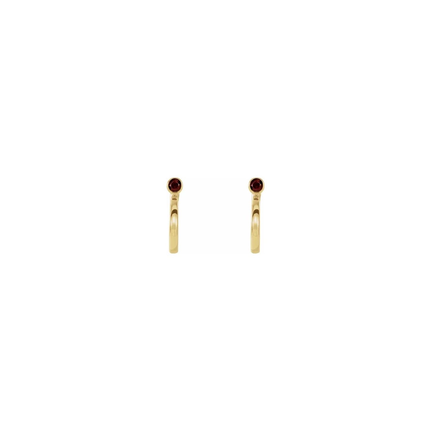 natural gem birthstone hoop earrings - garnet