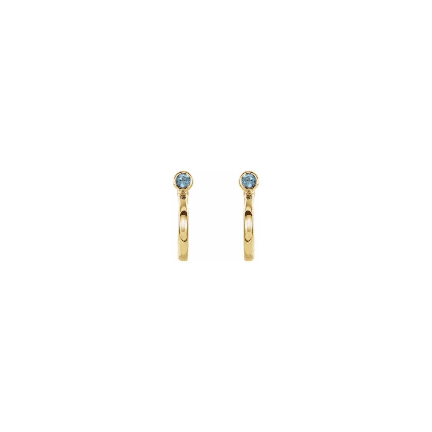 natural gem birthstone hoop earrings - blue zircon