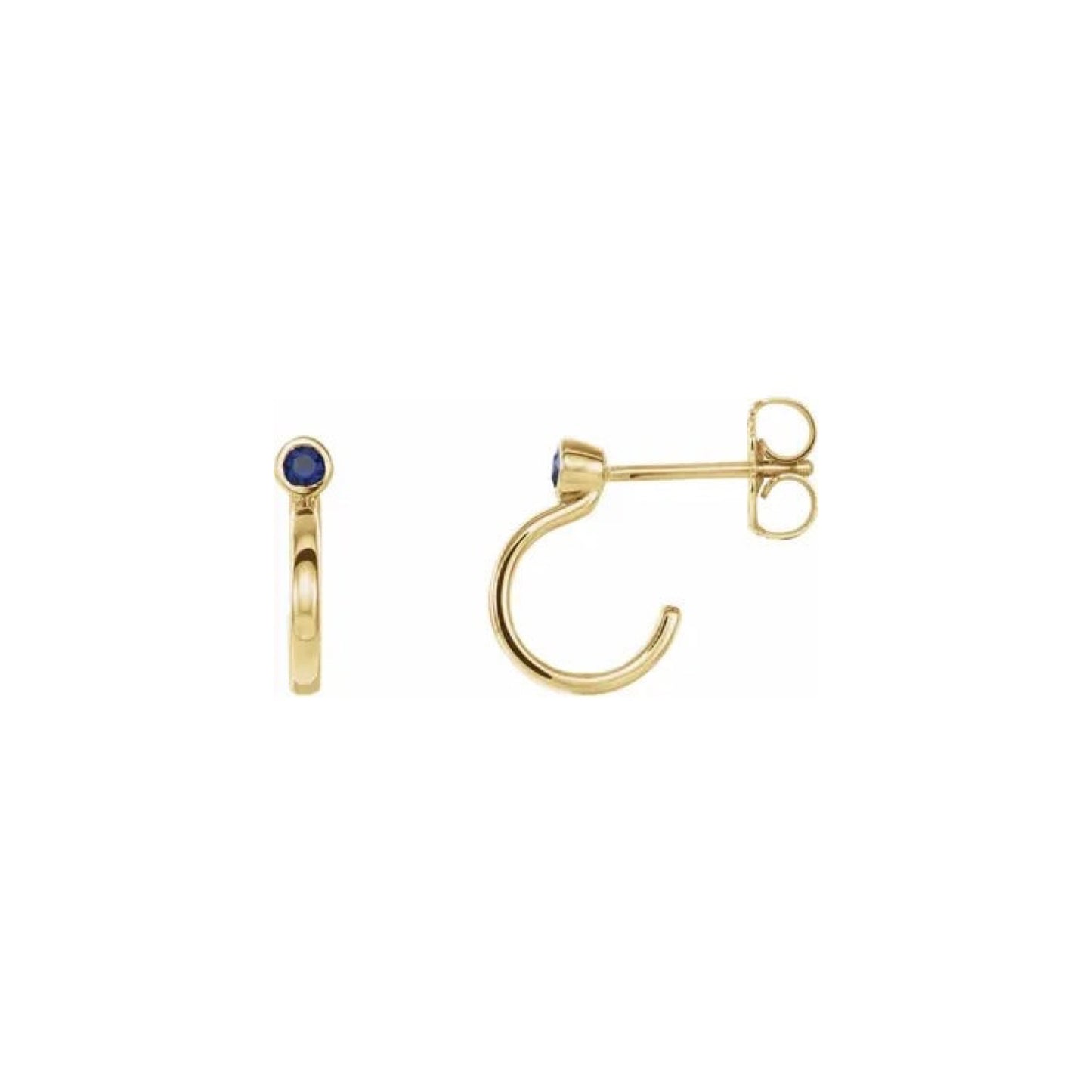 natural gem birthstone hoop earrings - blue sapphire