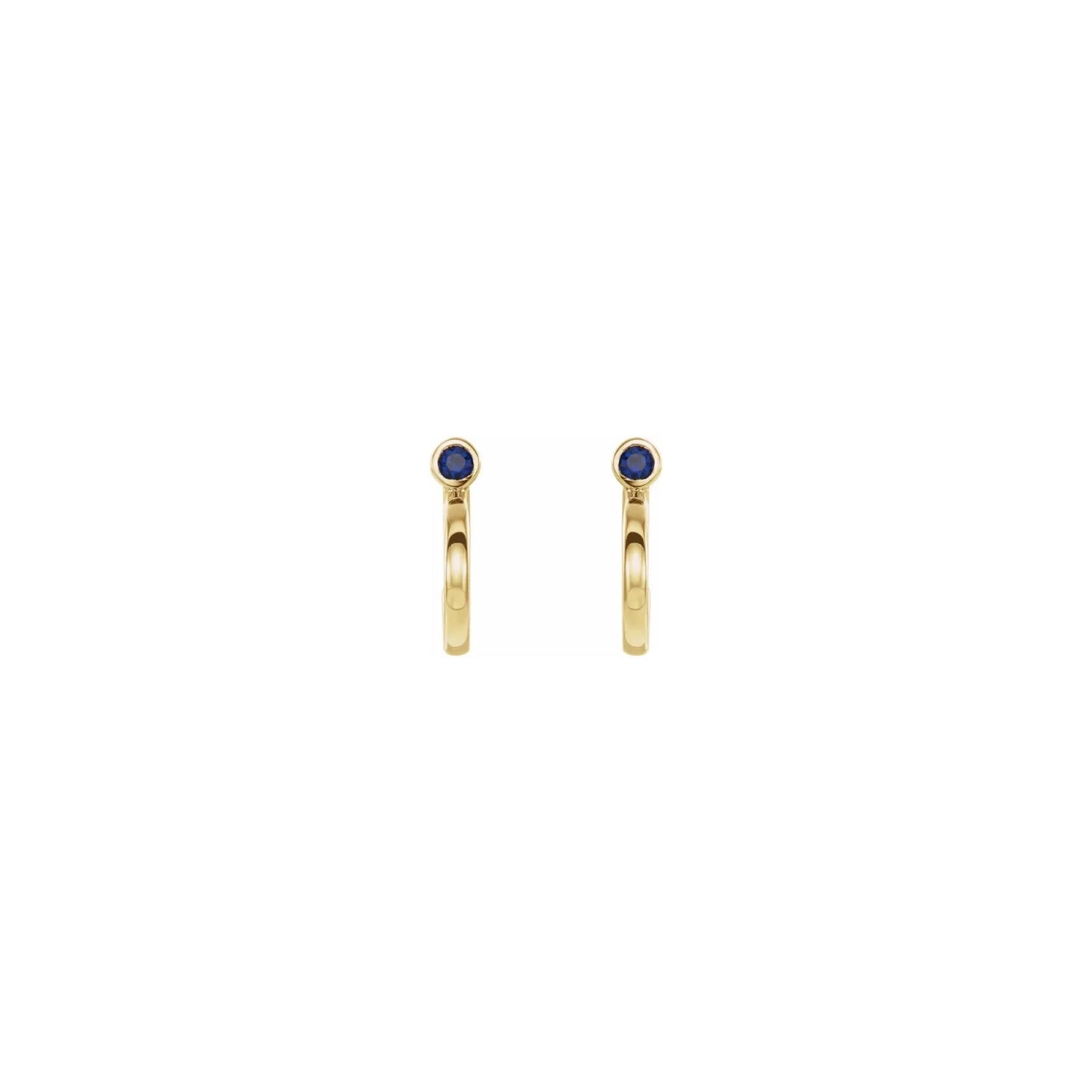 natural gem birthstone hoop earrings - blue sapphire