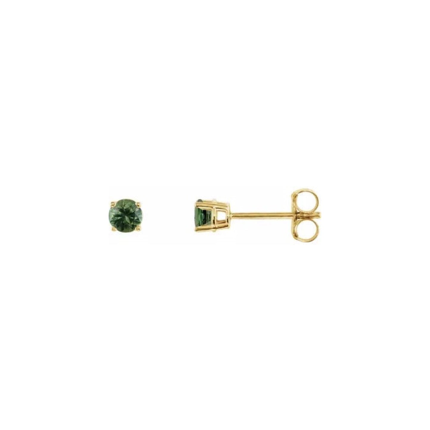 natural gem birthstone stud earrings - green sapphire