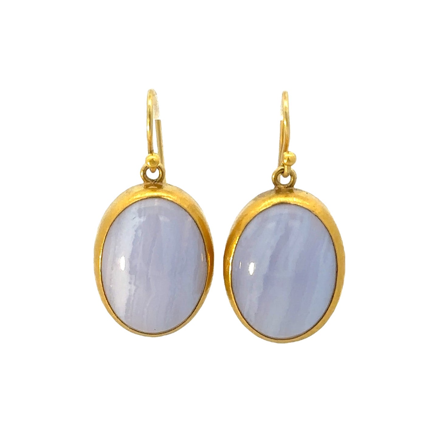 chalcedony cabochon oval dangle earrings