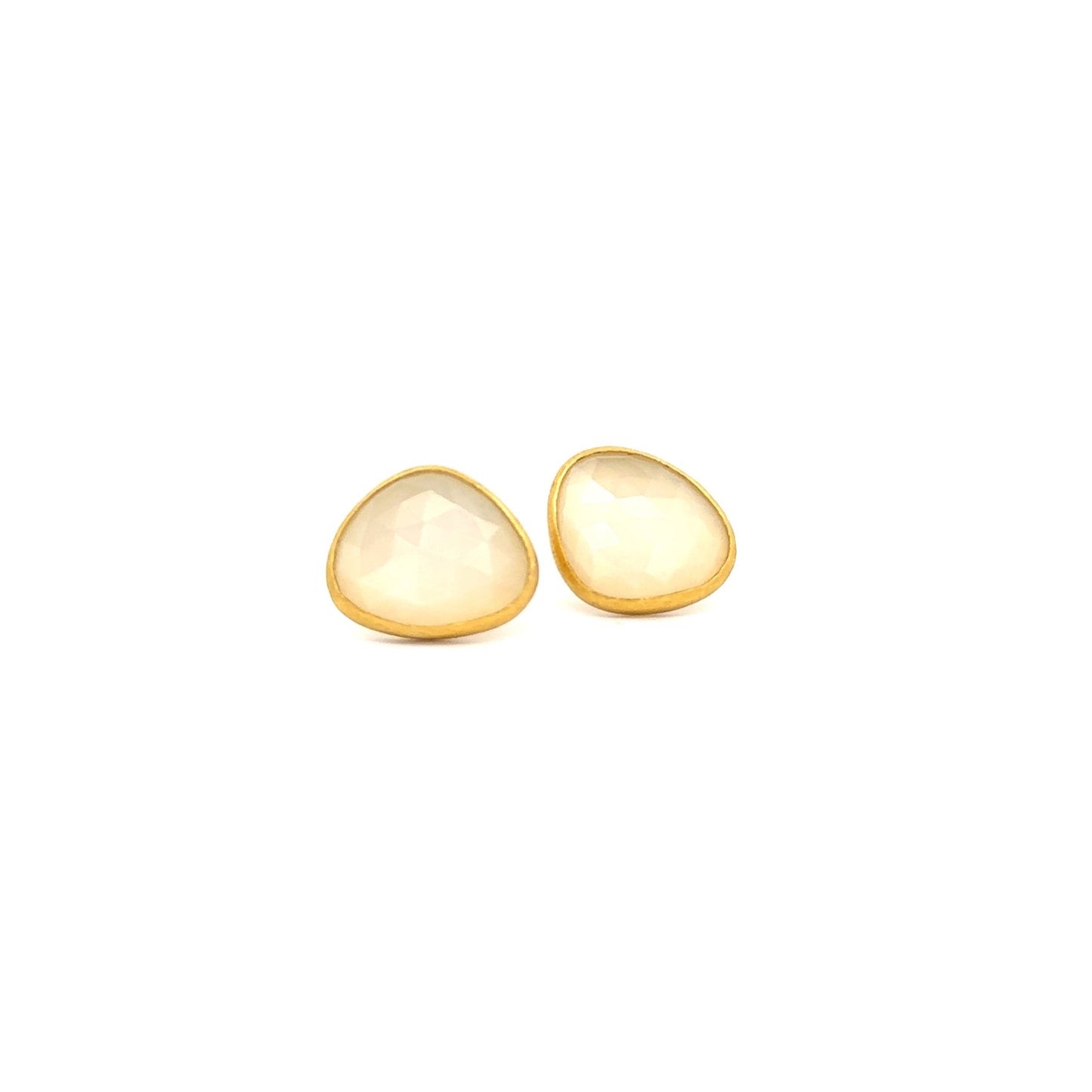 moonstone rose-cut cabochon stud earrings