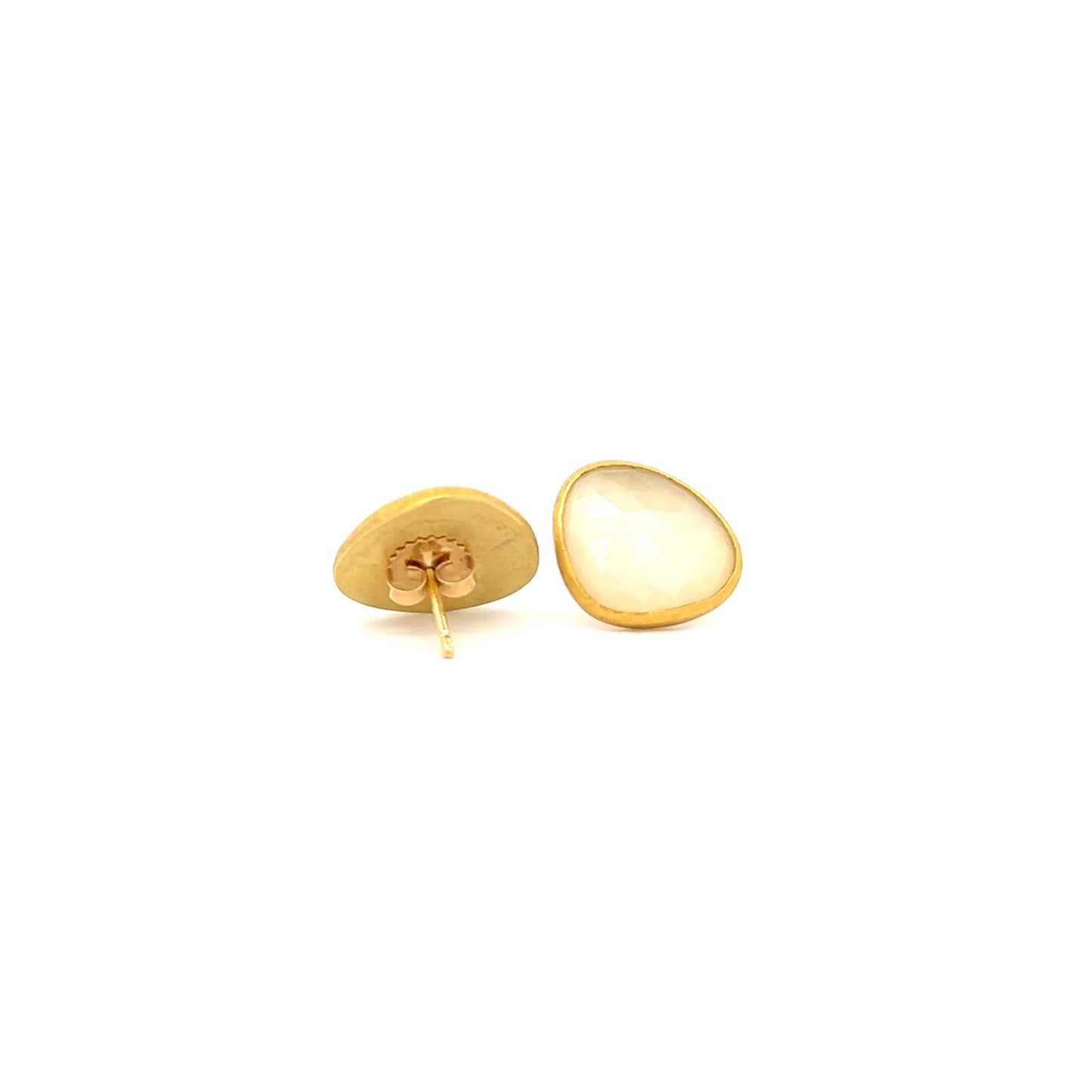 moonstone rose-cut cabochon stud earrings