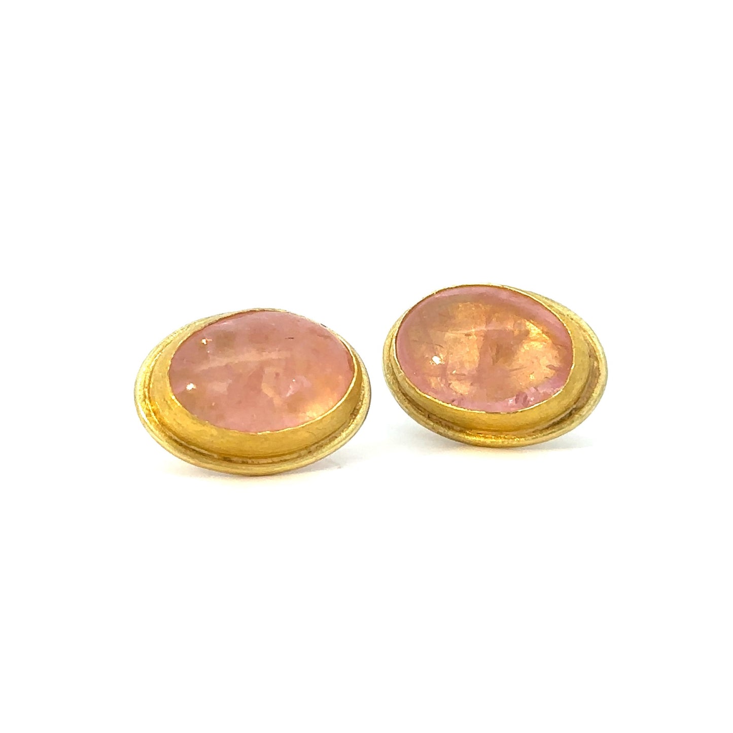 morganite cabochon framed stud earrings