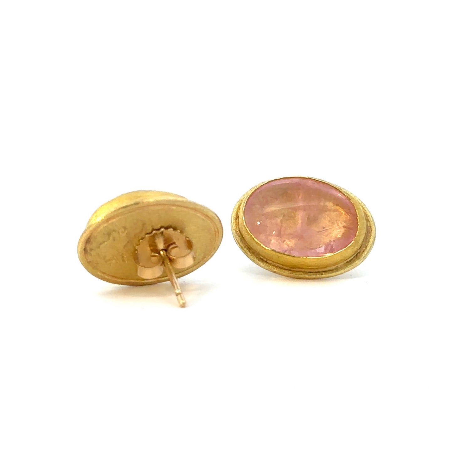 morganite cabochon framed stud earrings