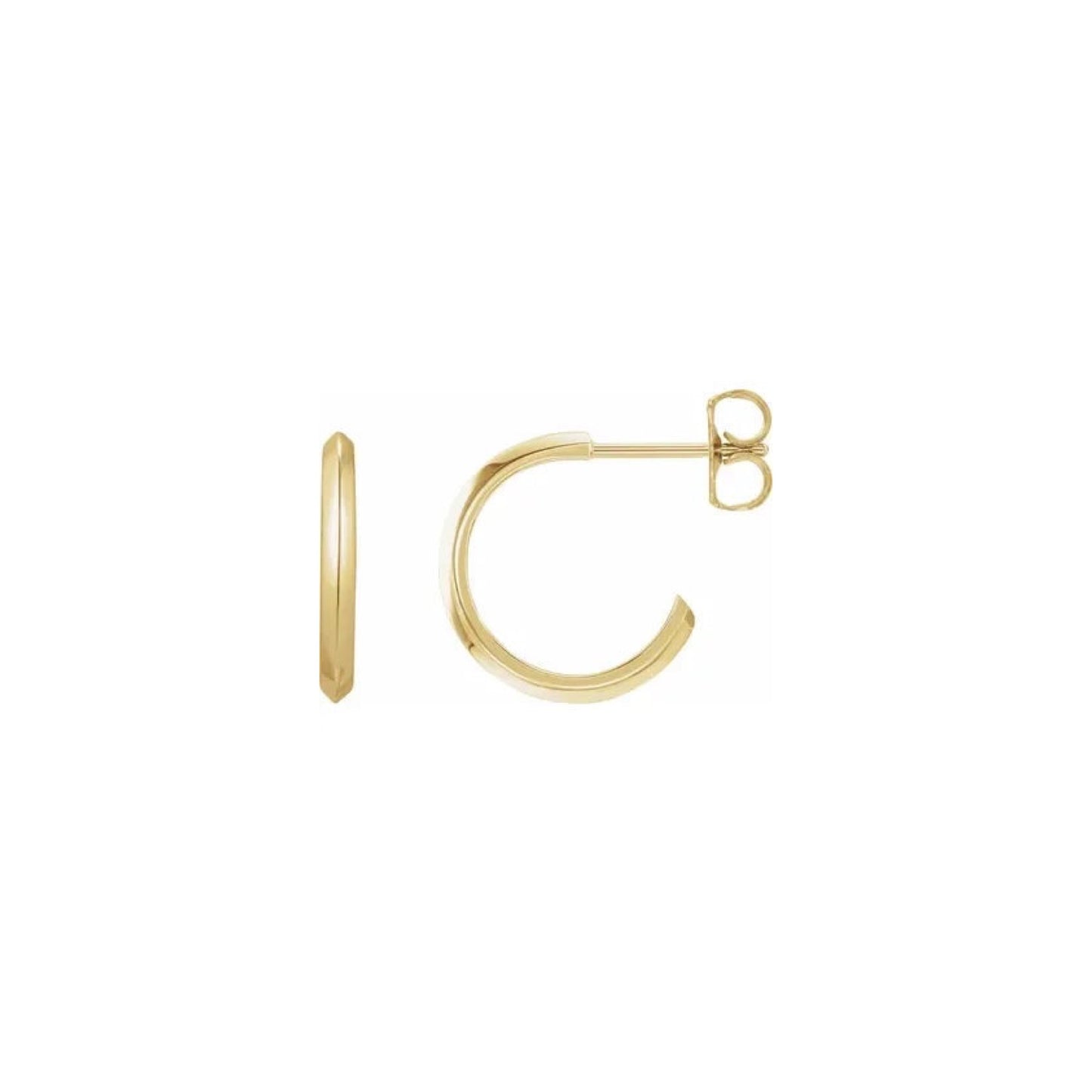 knife-edge gold post hoop earrings