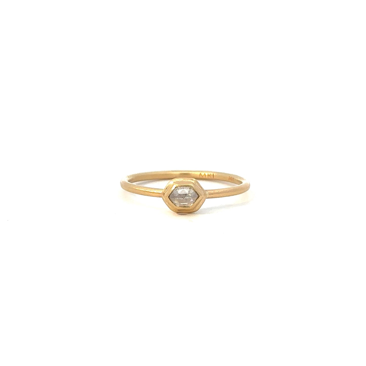 salt-and-pepper hexagon rose cut diamond ring