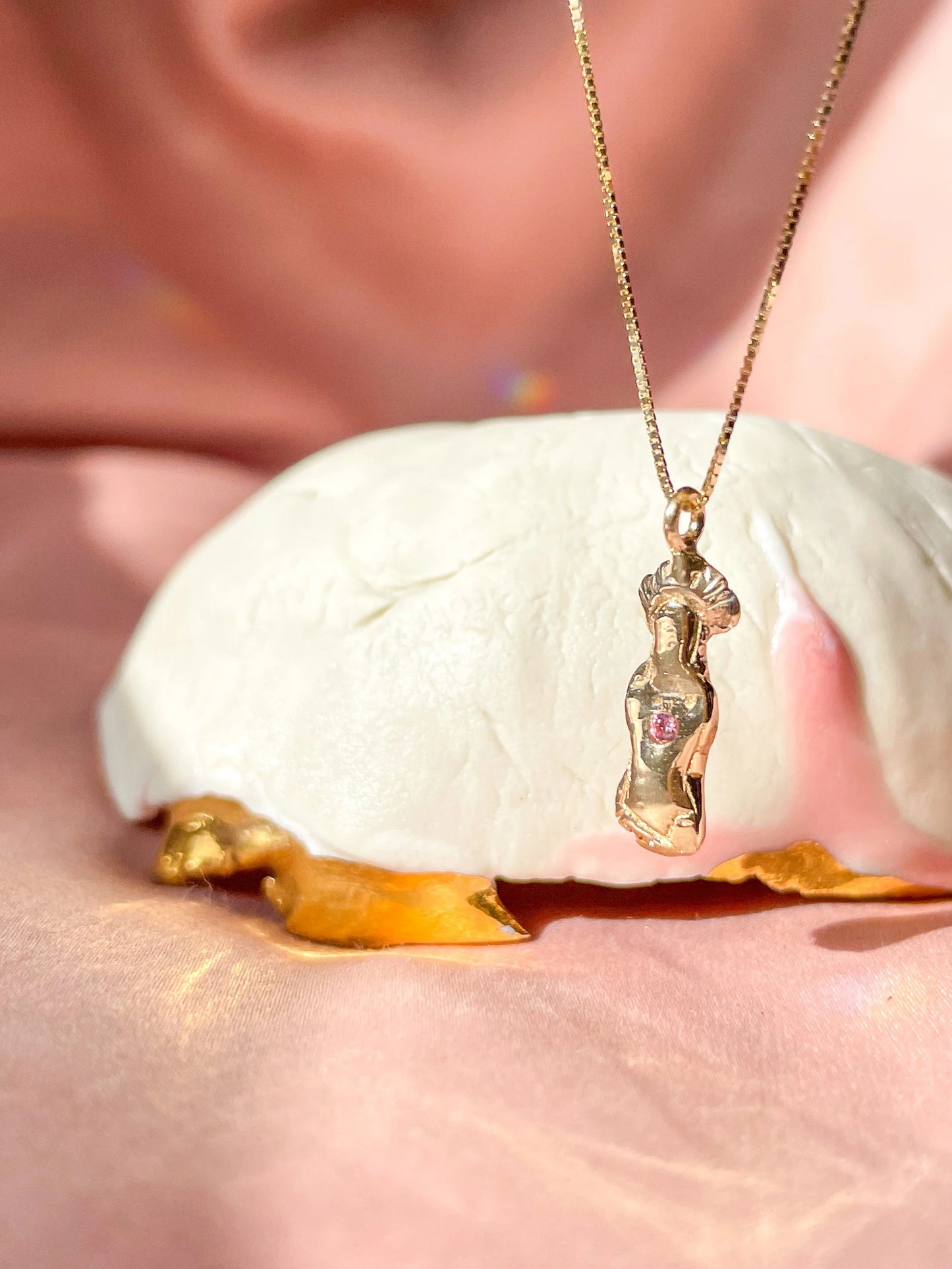 spirit guide pendant necklace - pink sapphire