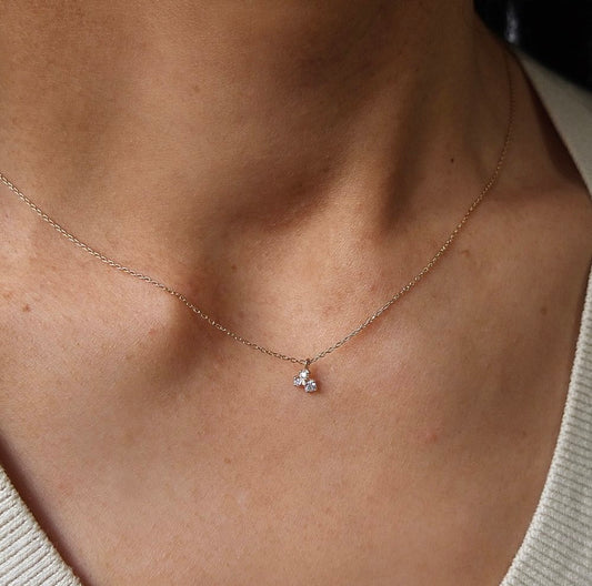 three buds necklace - natural diamond