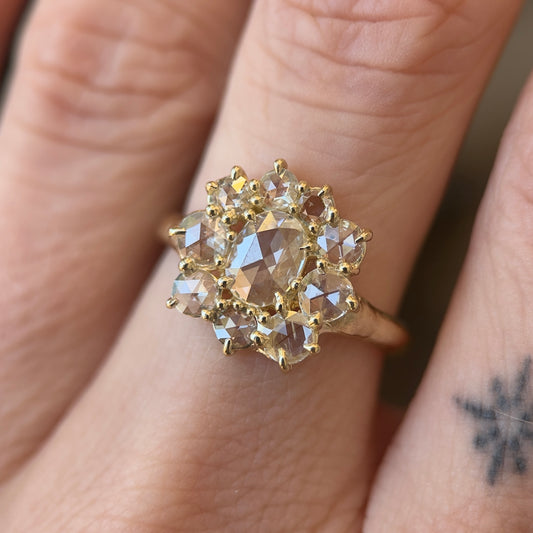 cluster halo ring - natural diamond