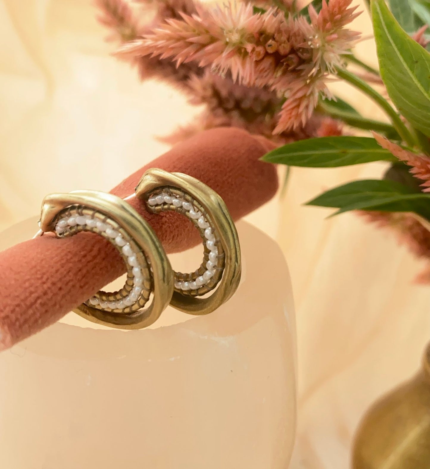 striped ribbon post hoop earrings