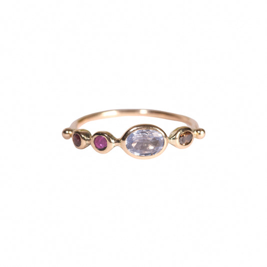 simple ring band - diamond + sapphire + spinel + sapphire