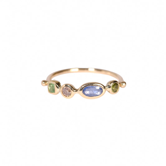 simple ring band - tsavorite garnet + diamond + sapphire + tourmaline