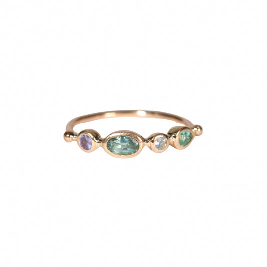 simple ring band - tanzanite + tourmaline + topaz + emerald