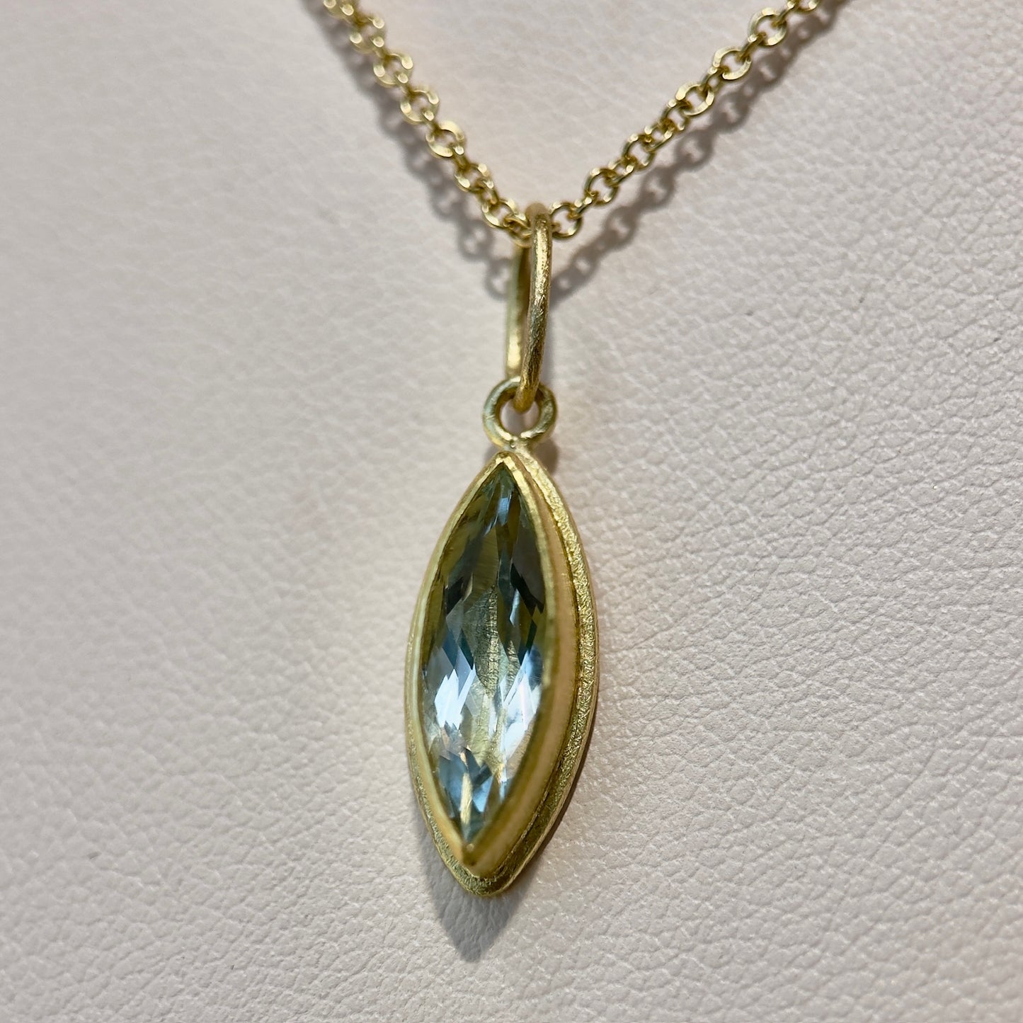 faceted aquamarine marquise framed pendant charm