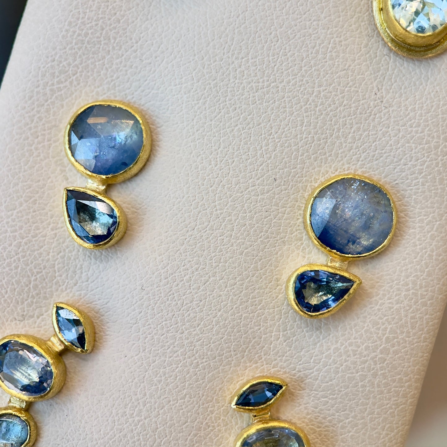 rose-cut + faceted sapphire stud earrings
