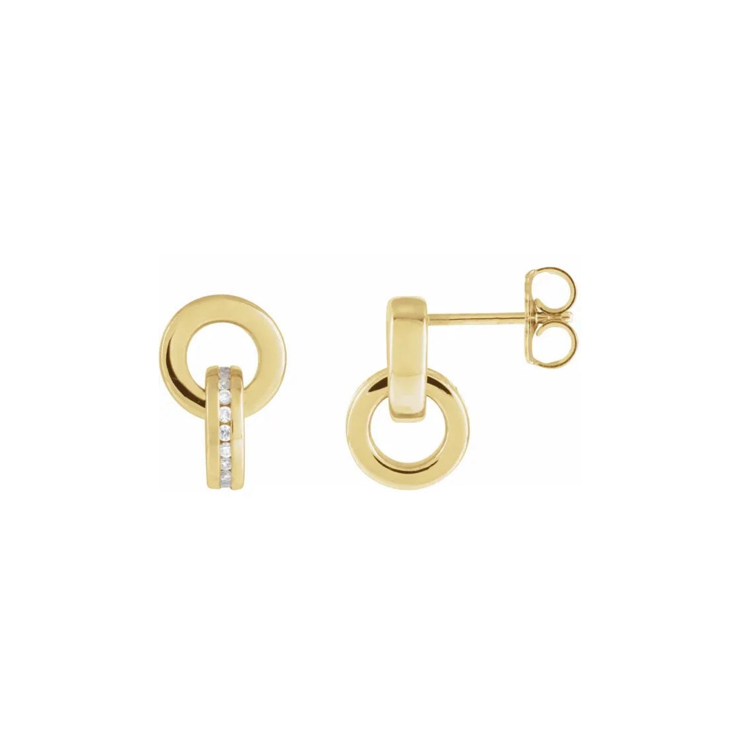 circle drop stud earrings - natural diamond