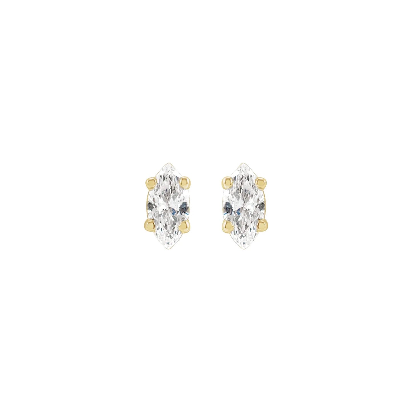 marquise prong stud earrings - natural diamond