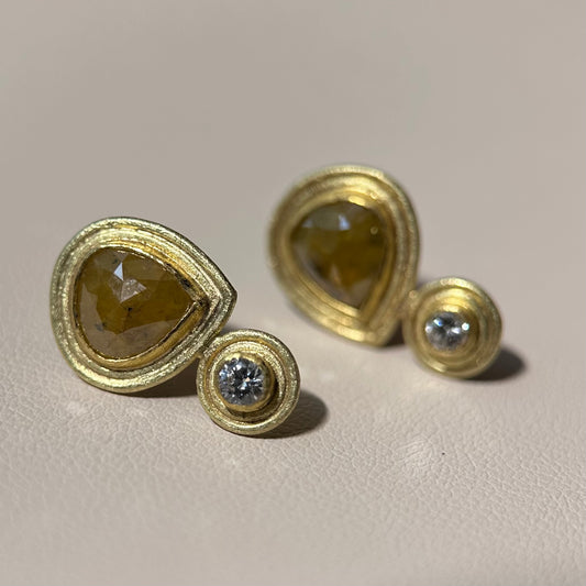 rose-cut multi-diamond stud earrings