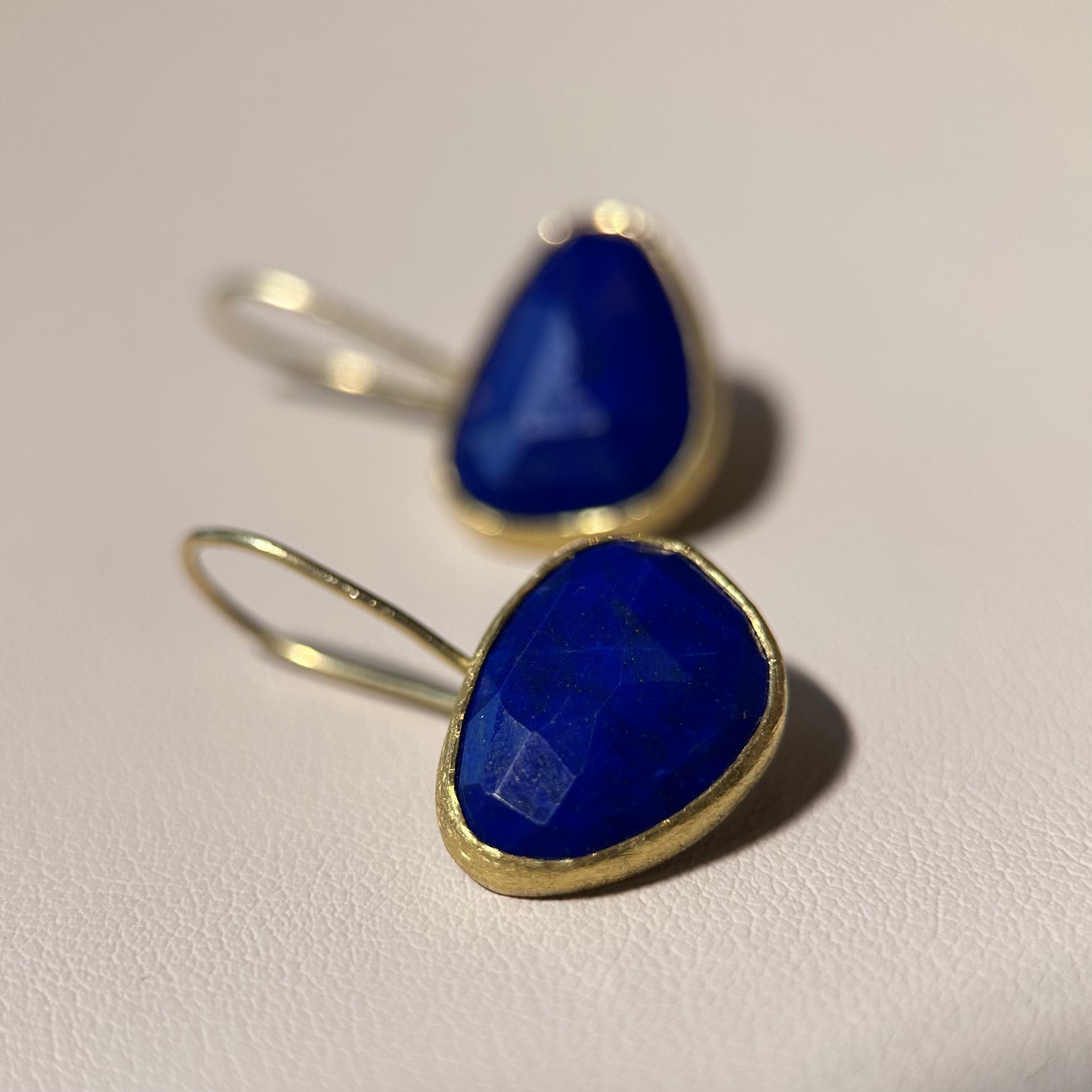 rose-cut lapis lazuli freeform drop earrings