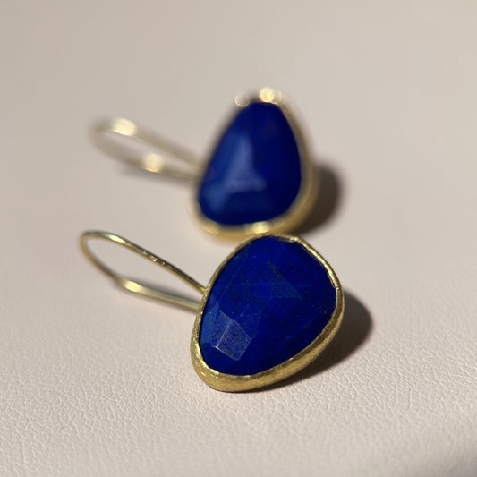 rose-cut lapis lazuli freeform drop earrings