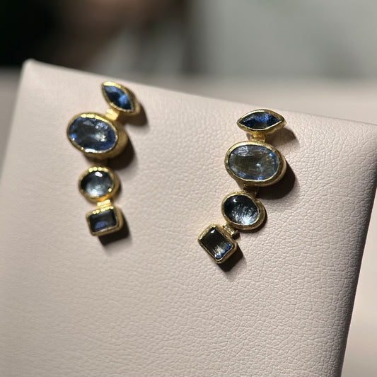 multi-sapphire climber stud earrings