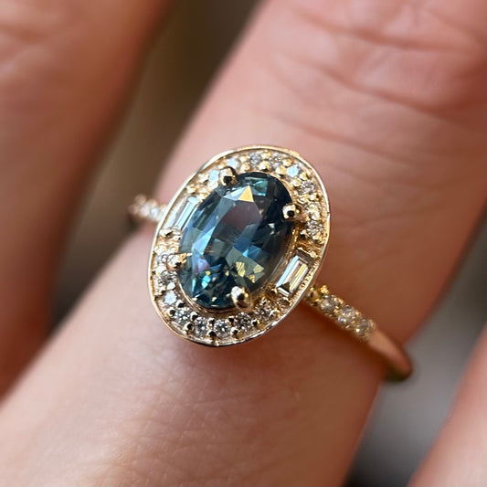 athena ring - ocean green sapphire