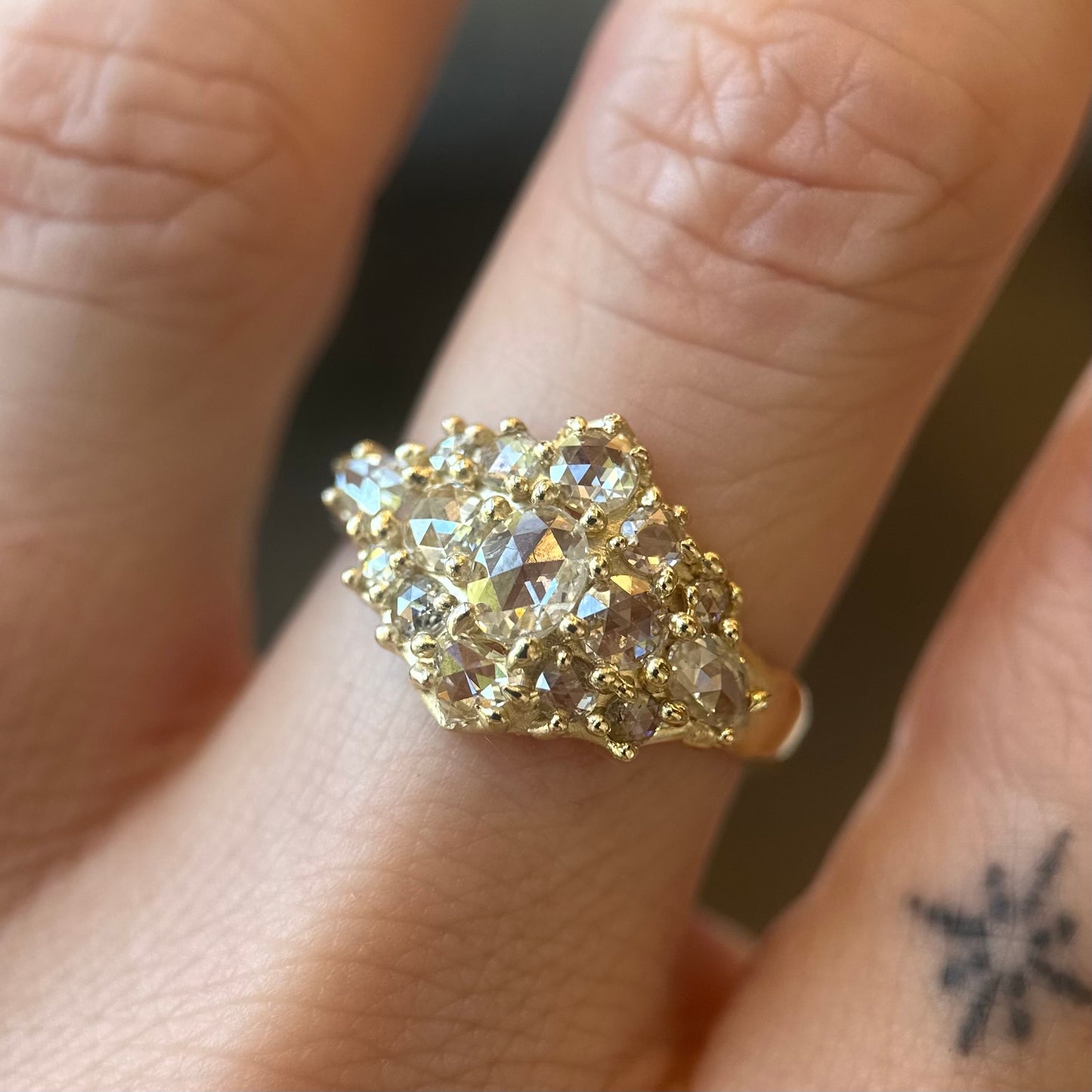 rose-cut large cluster ring - diamond