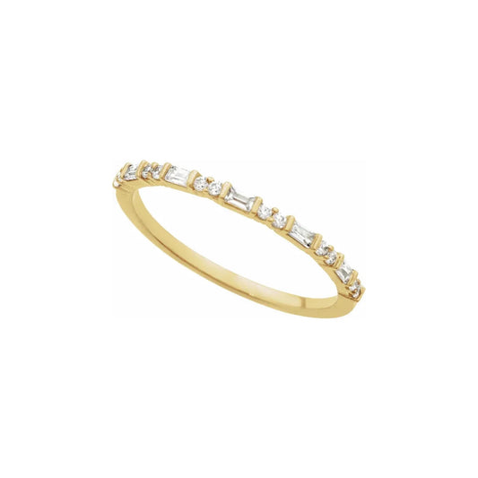 alternating stone half-eternity ring band - natural diamond