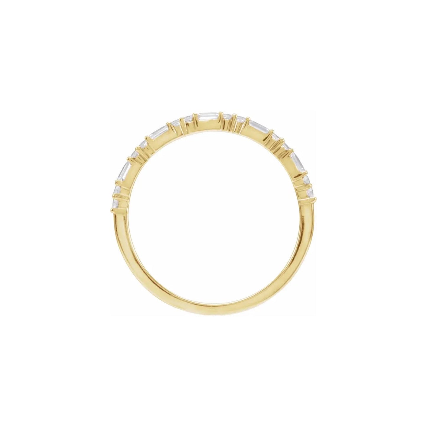 alternating stone half-eternity ring band - natural diamond