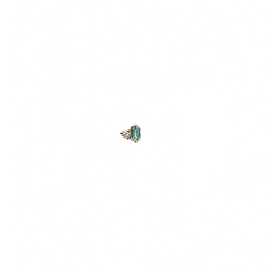 wwake / column stud earring - tourmaline + diamond - single