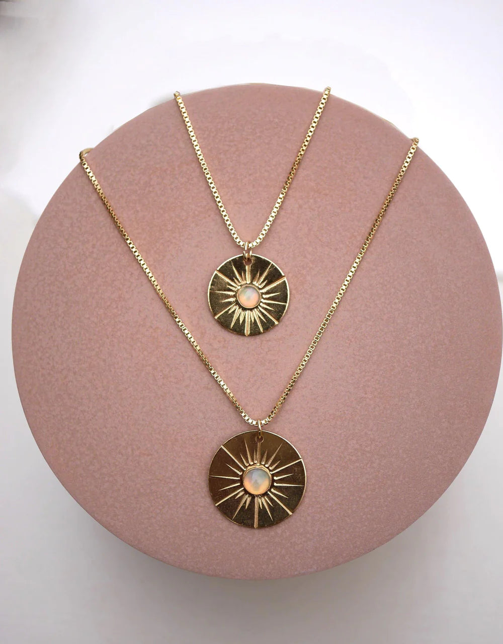 mini opal sun medallion necklace