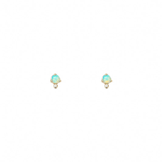 wwake / classic stud earrings - opal + diamond