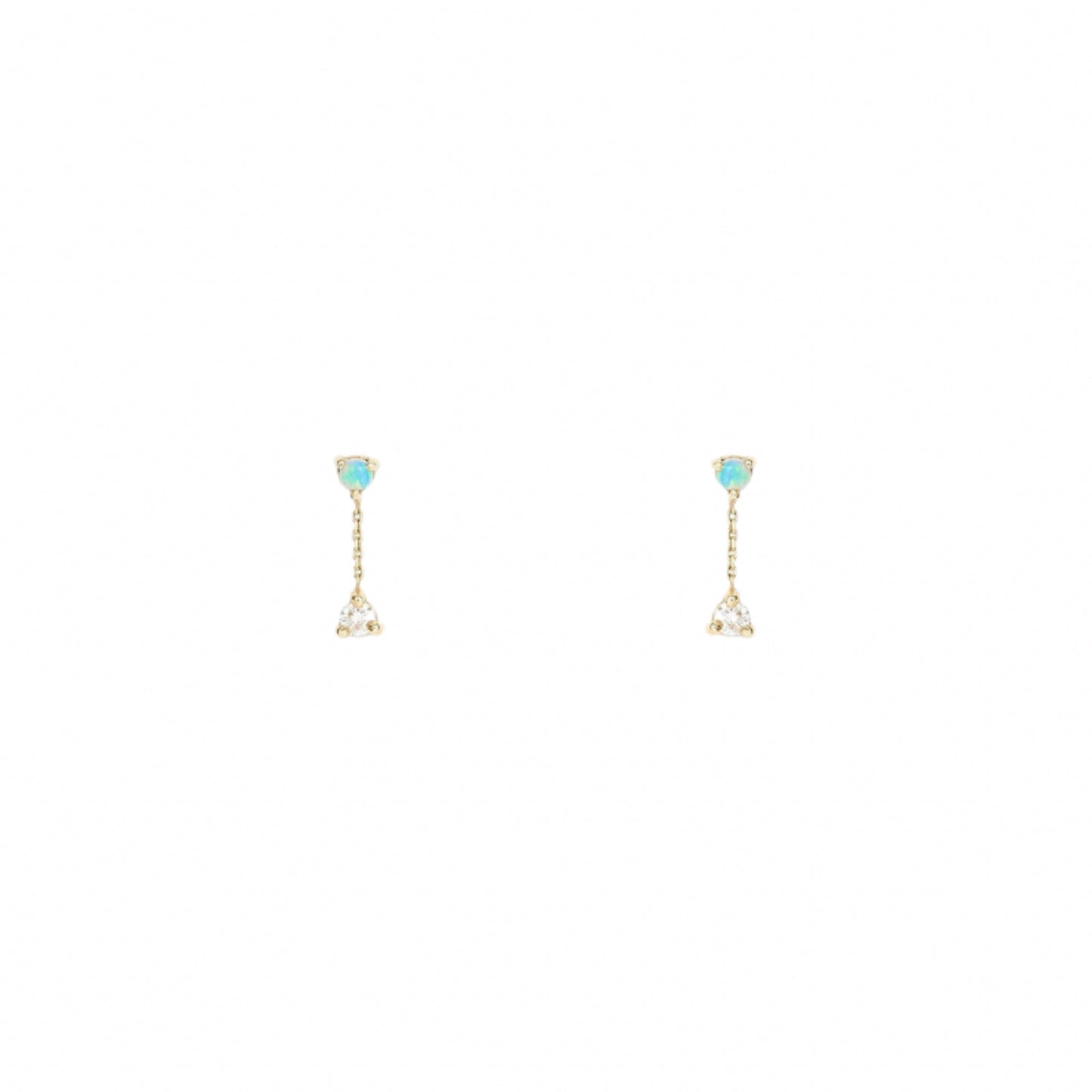 wwake / small two-step chain earring - opal + diamond - single