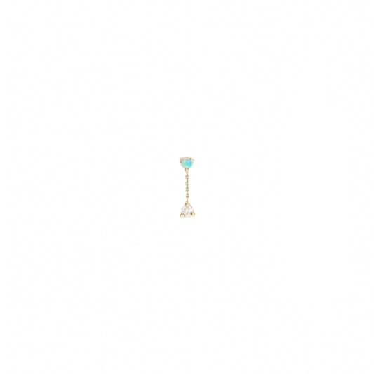 wwake / small two-step chain earring - opal + diamond - single