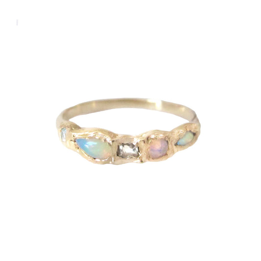 journey treasure mermaid ring - aquamarine + opal