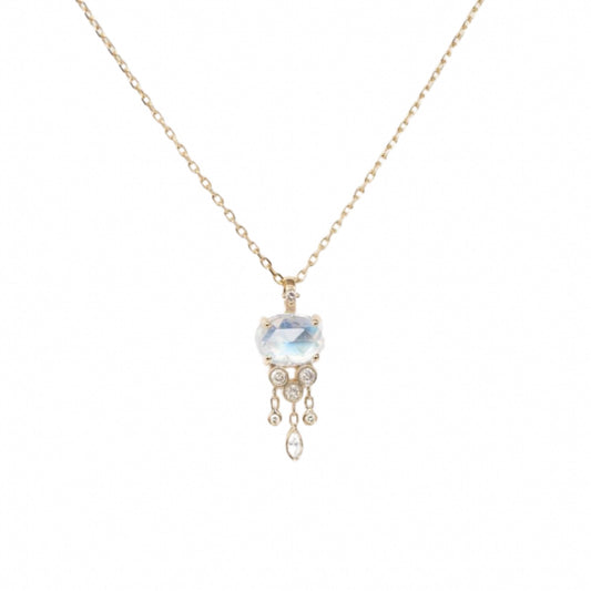 moonstone & dangling diamonds jellyfish necklace