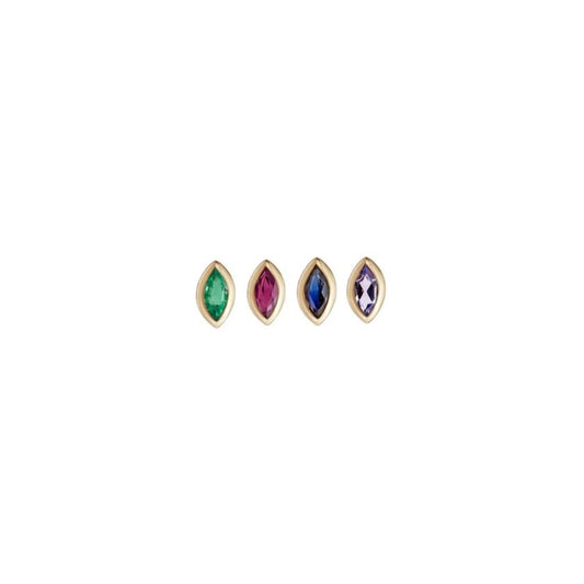 métier / mini bezel-set marquise gemstone stud earring - single