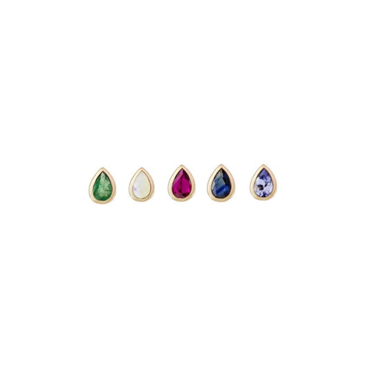 métier / mini bezel-set pear gemstone stud earring - single