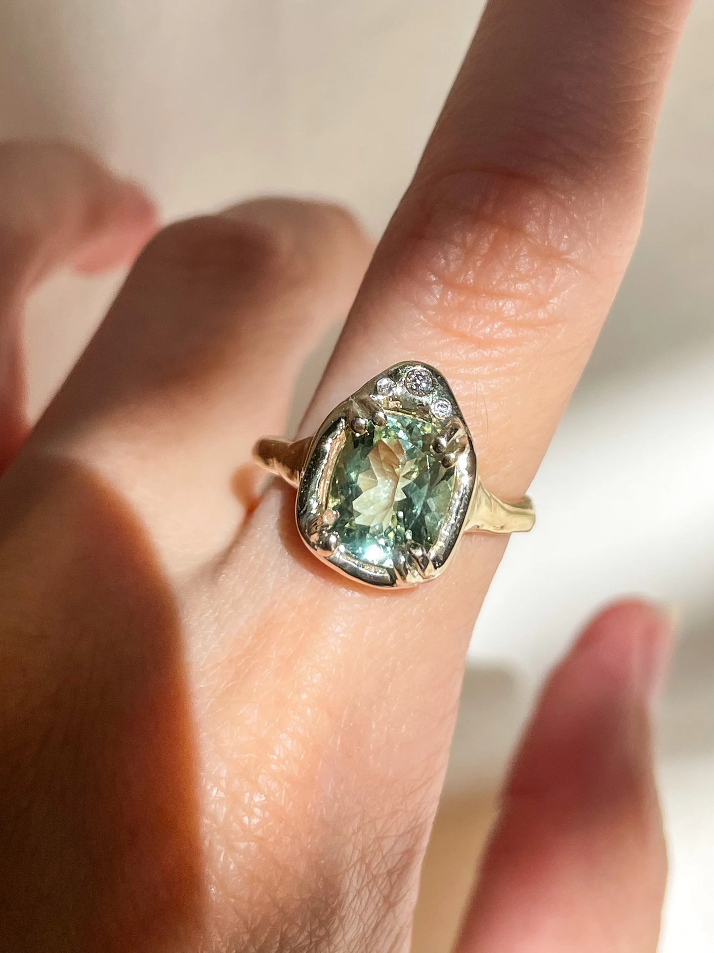 high priestess mint tourmaline ring