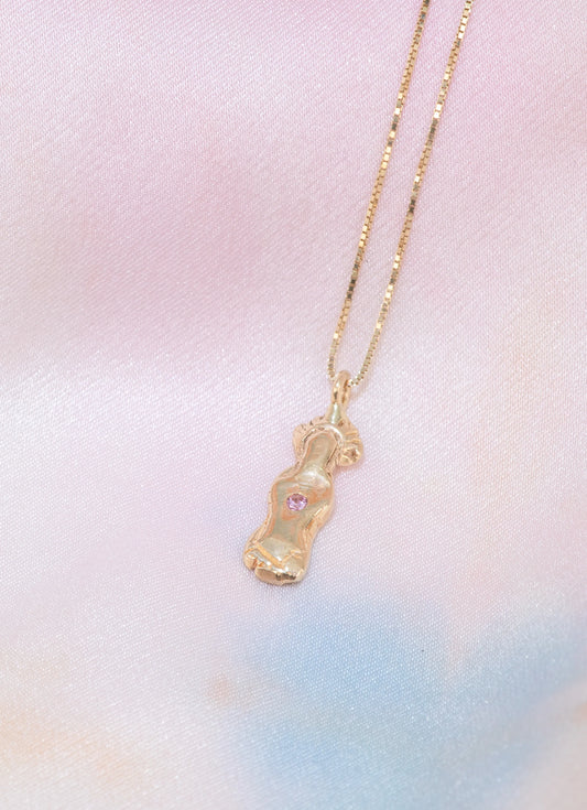 spirit guide pendant necklace - pink sapphire