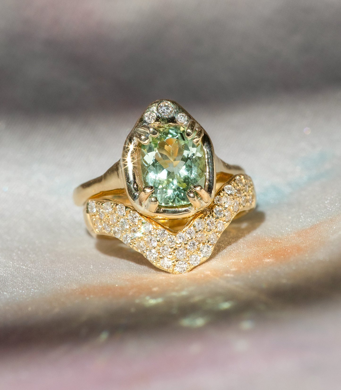 high priestess mint tourmaline ring