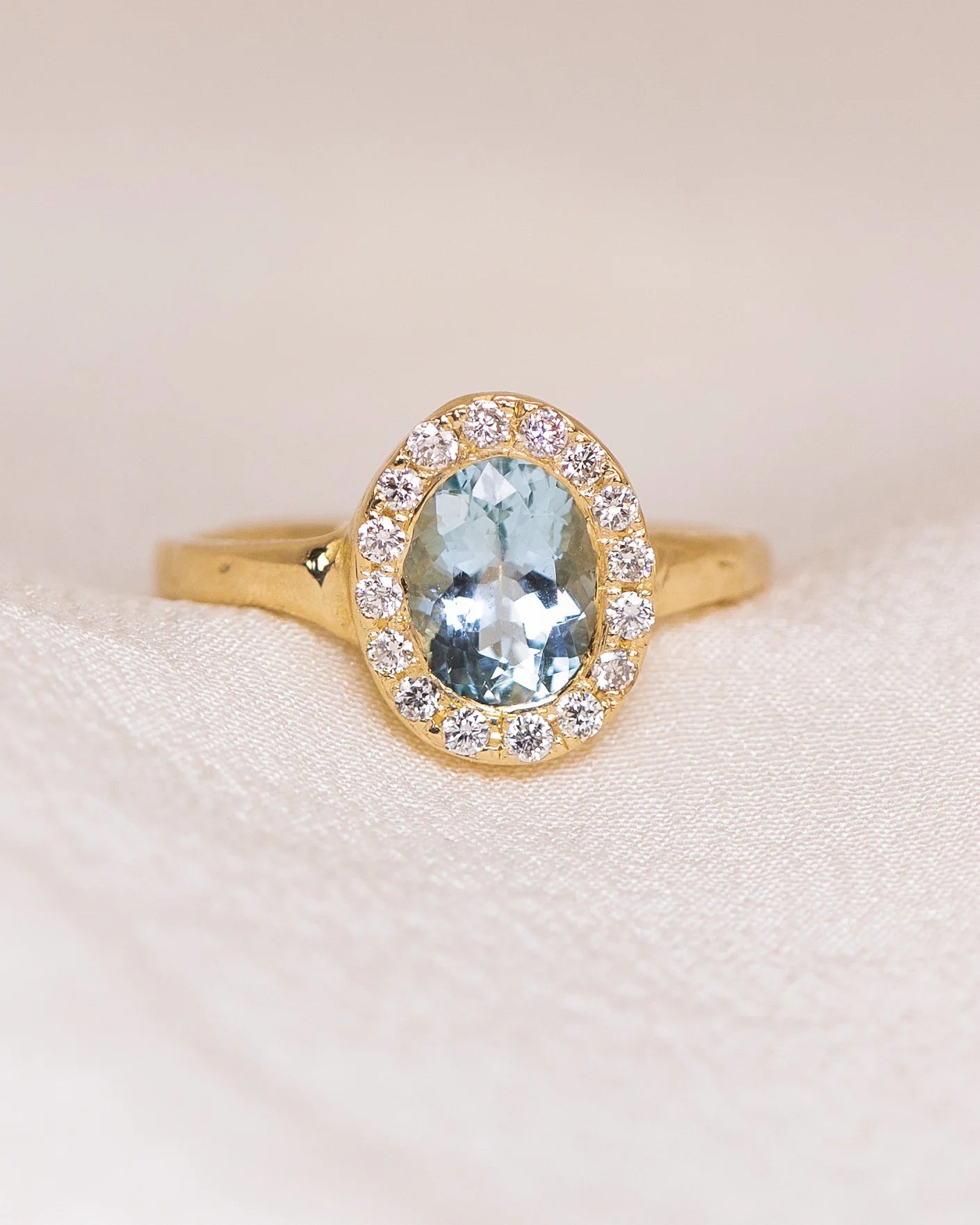 heirloom aquamarine halo ring