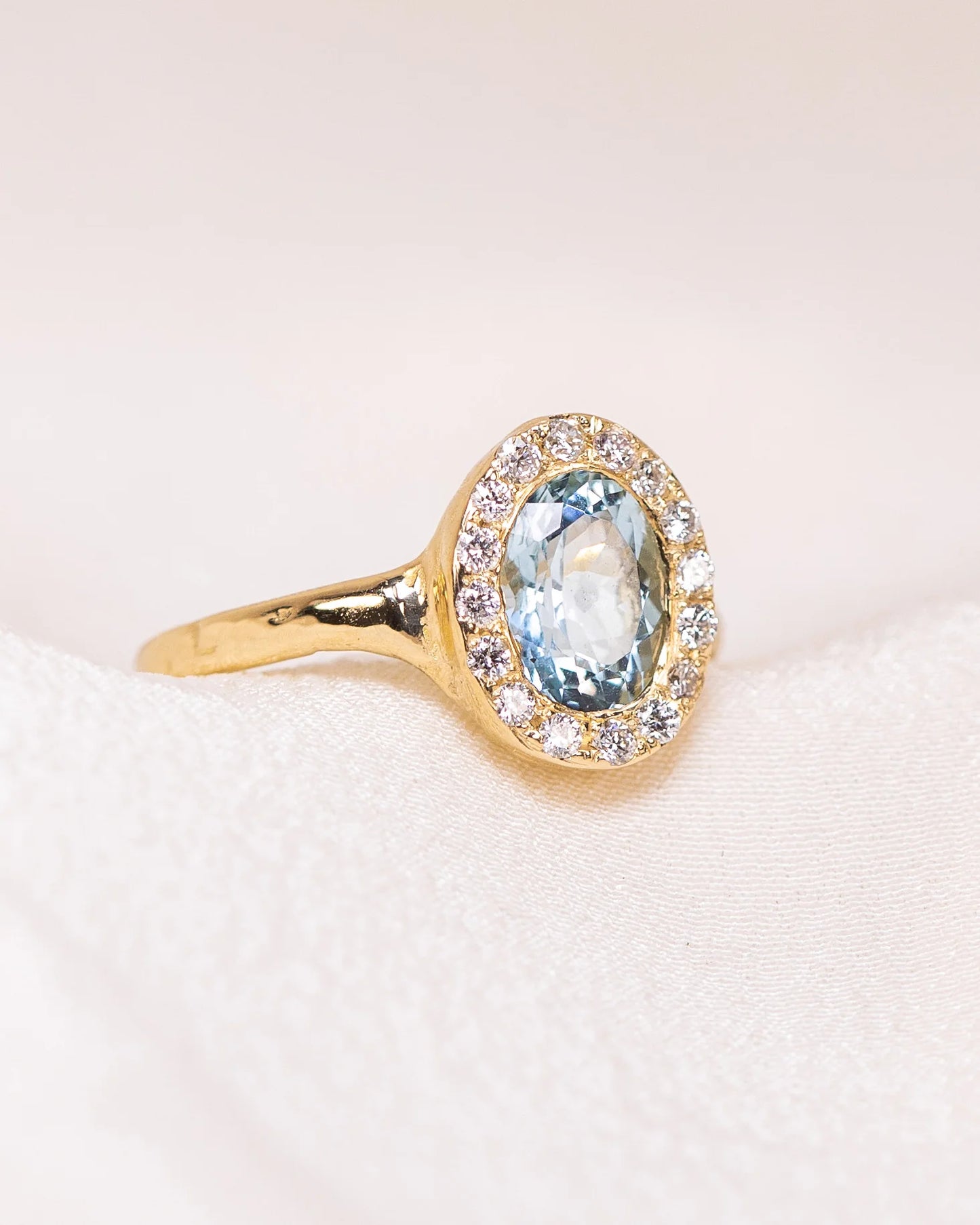 heirloom aquamarine halo ring