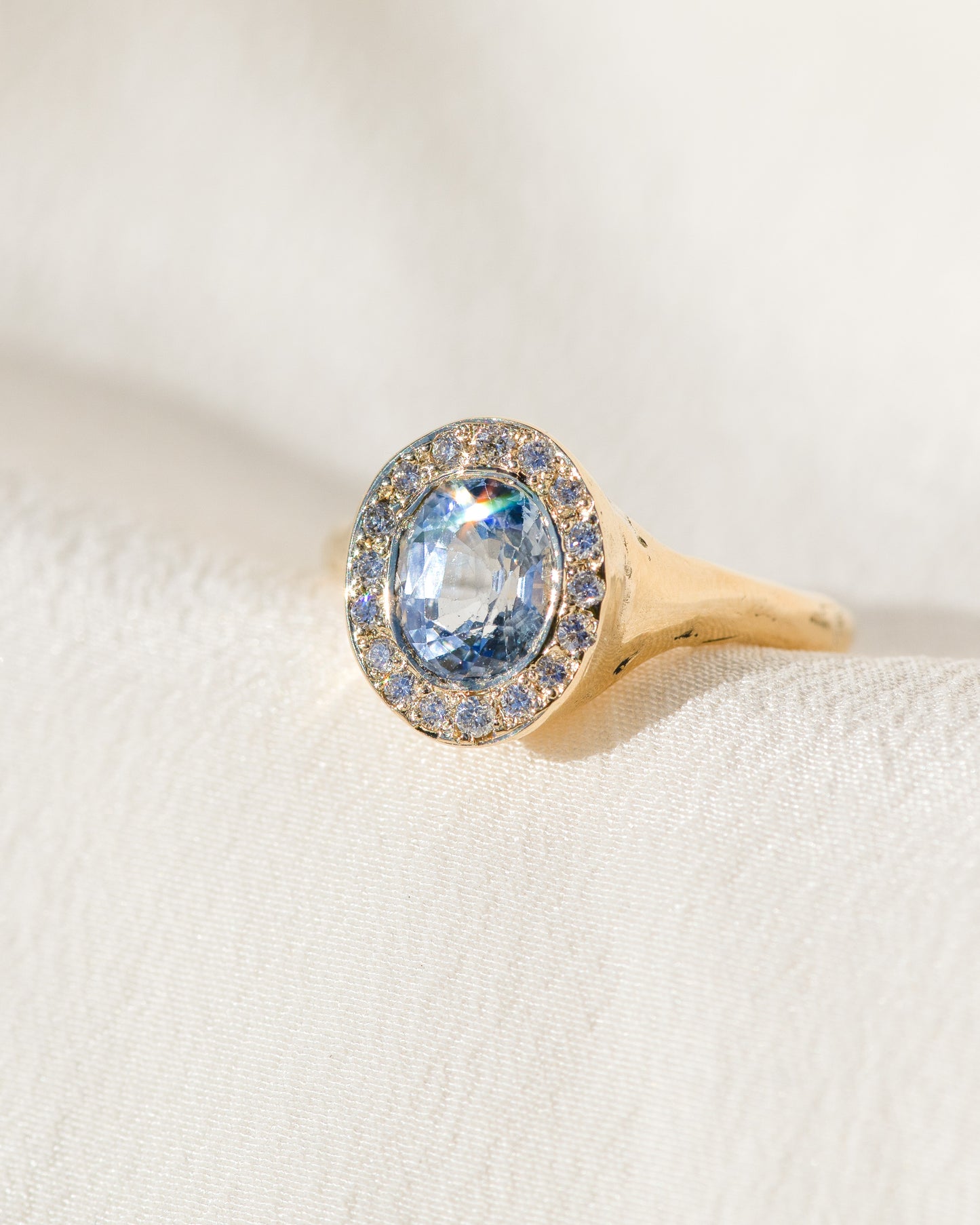 lavender sapphire halo ring