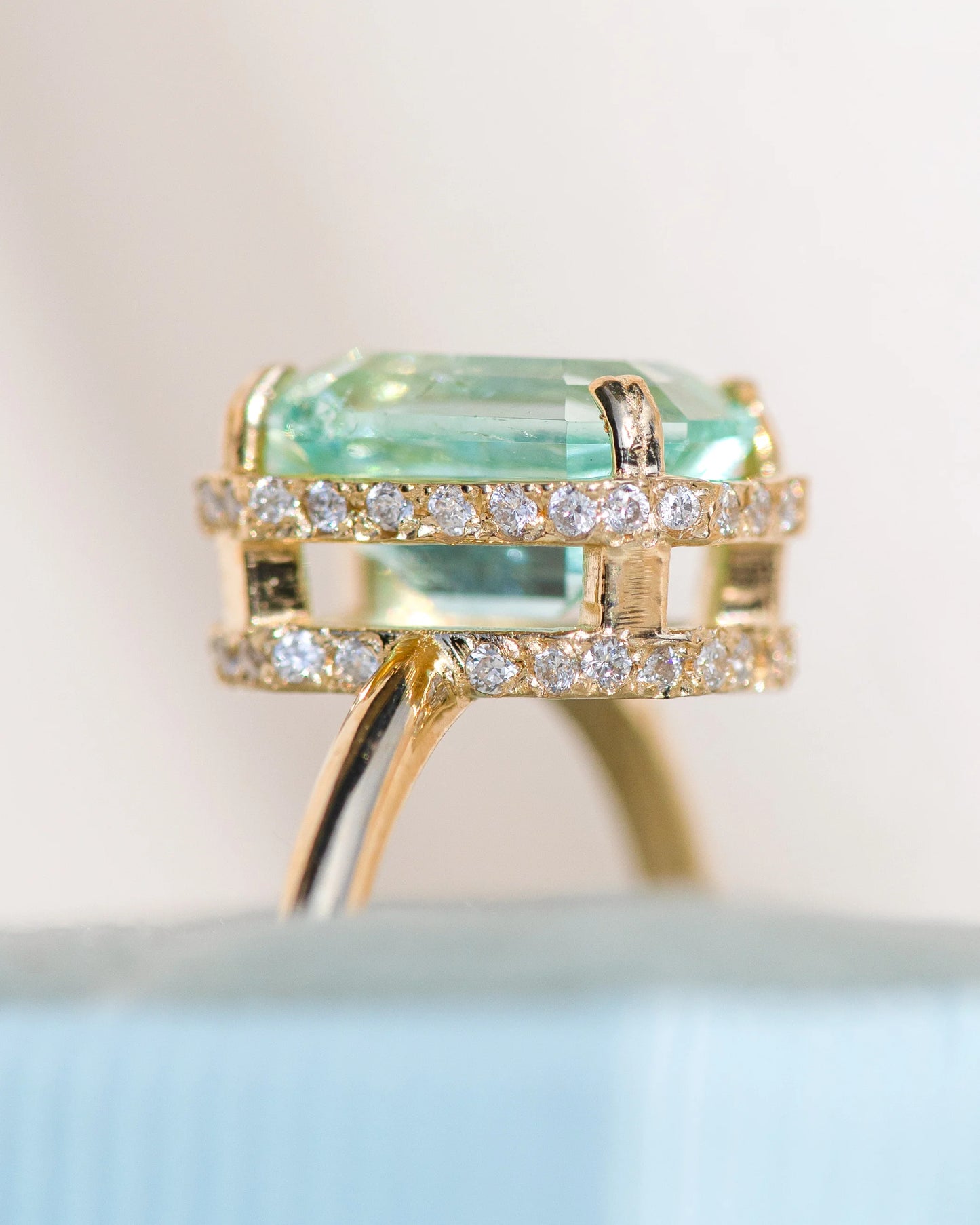 hidden halo ring - nigerian emerald