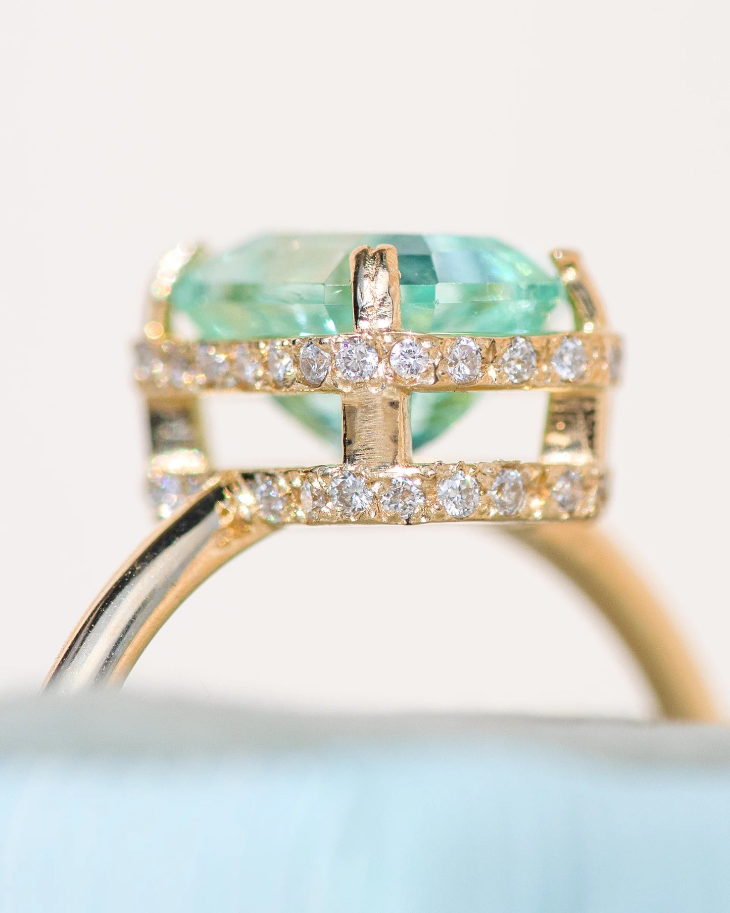 hidden halo ring - nigerian emerald