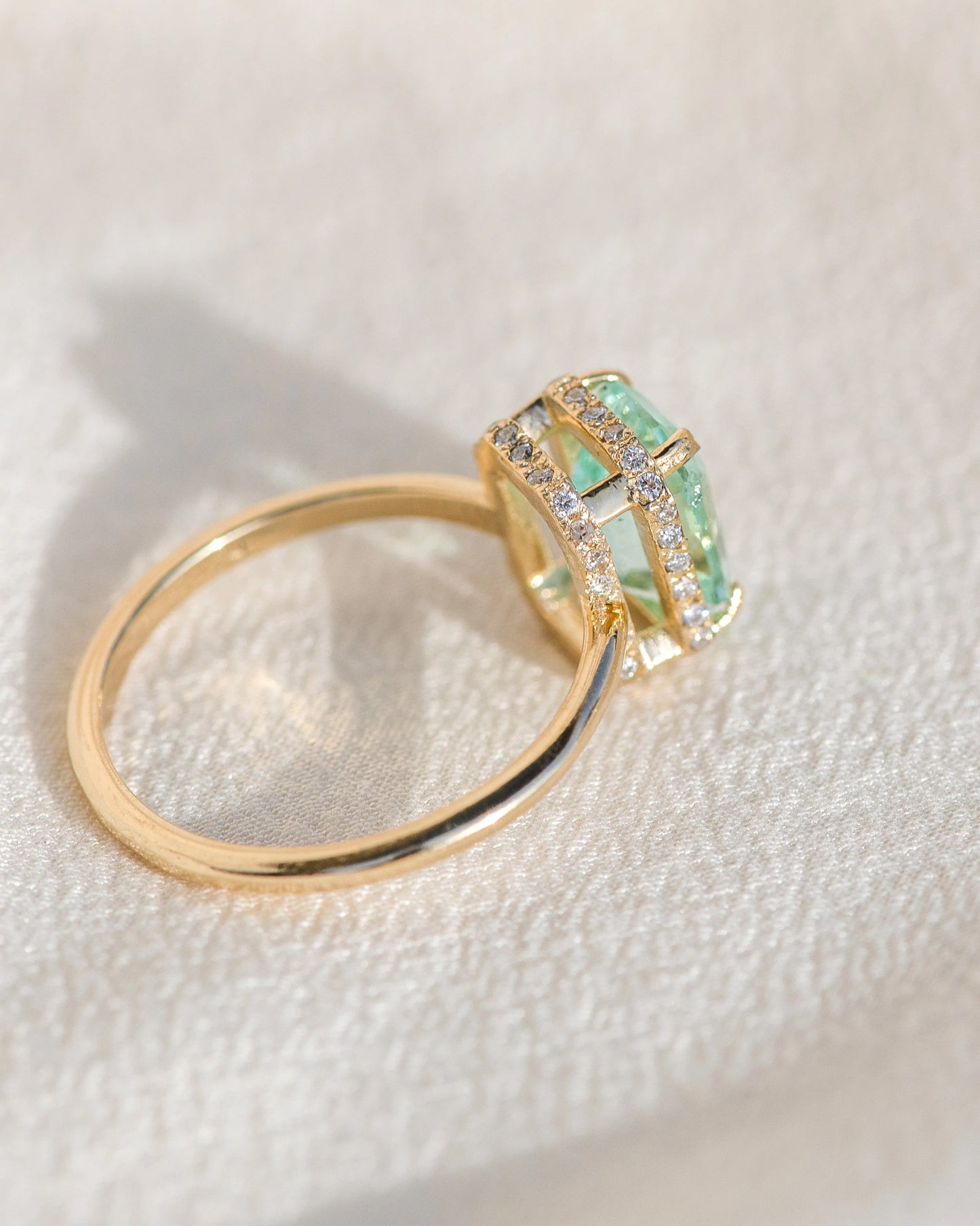 hidden halo ring - nigerian emerald
